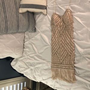 Gianni Bini Blush Sequined Fringe Dress